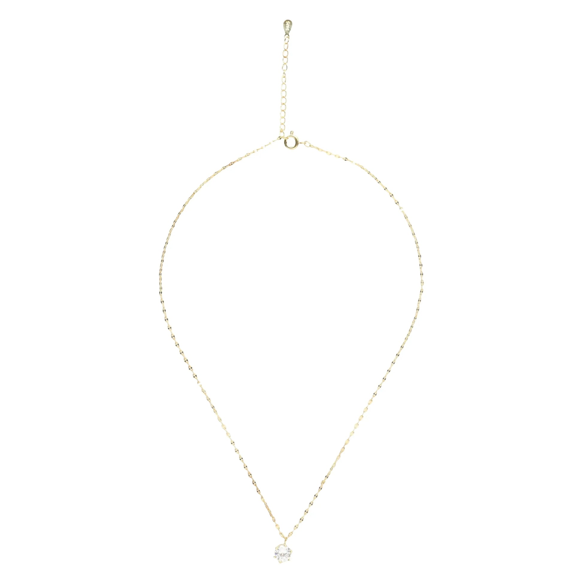 14K Gold Plated Solitaire Necklace